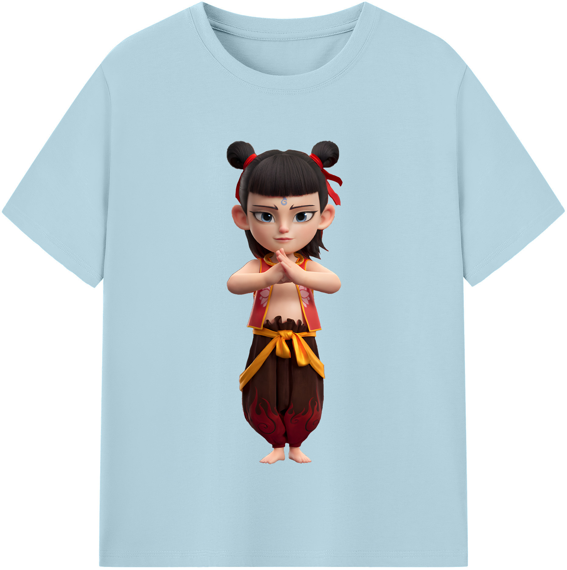 （画像用） Ne Zha 2 ナタ 魔童の大暴れ 綿100％半袖Tシャツ（フロントプリント）